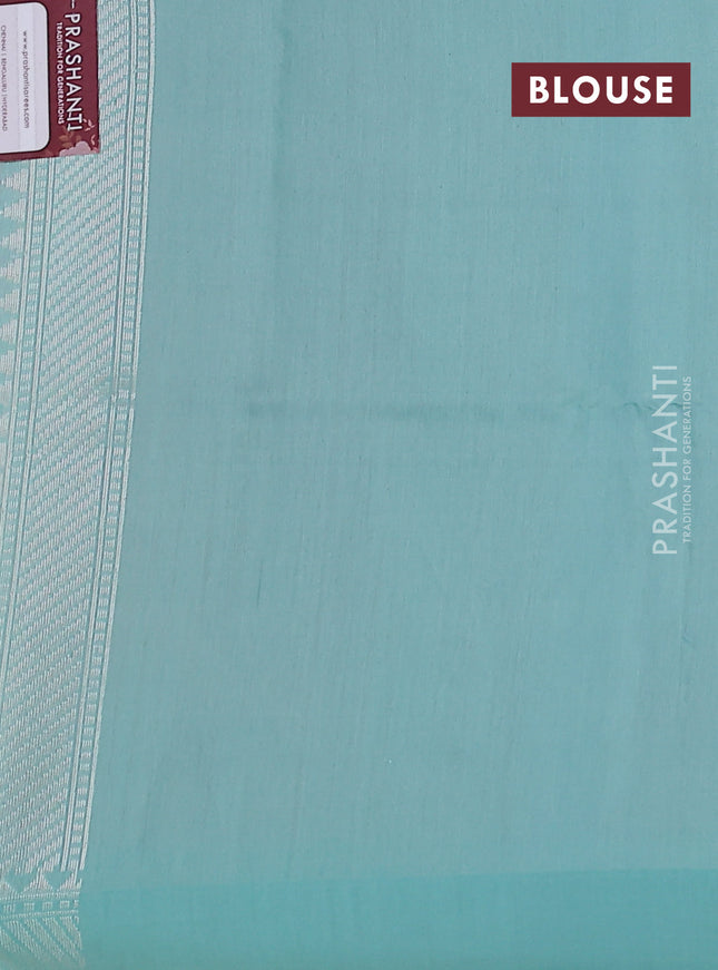 peach orange and teal blue Banarasi kora jamdhani silk saree