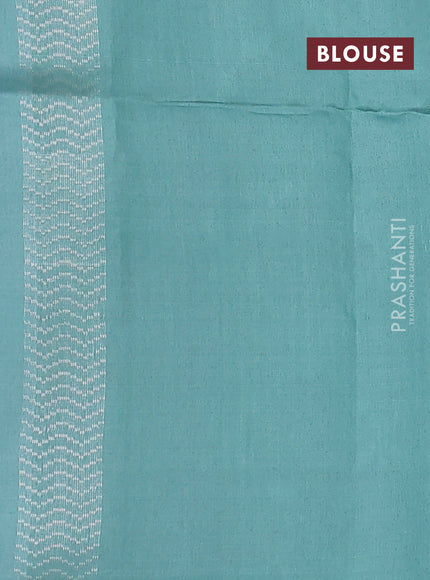 pastel peach and teal blue Banarasi kora jamdhani silk saree