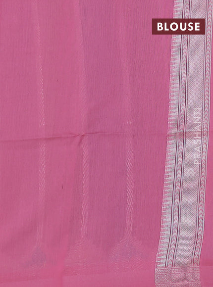 multi colour and peach pink Banarasi kora jamdhani silk saree