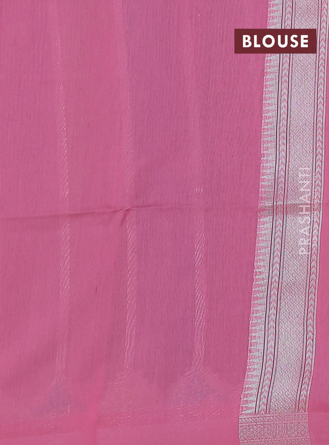 multi colour and peach pink Banarasi kora jamdhani silk saree