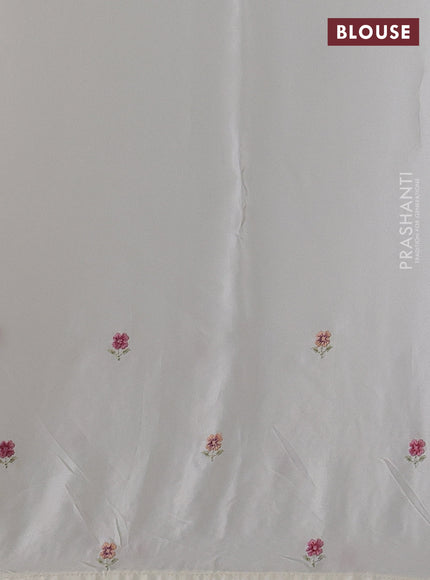 Pure organza silk saree cream with plain body and embroidery border