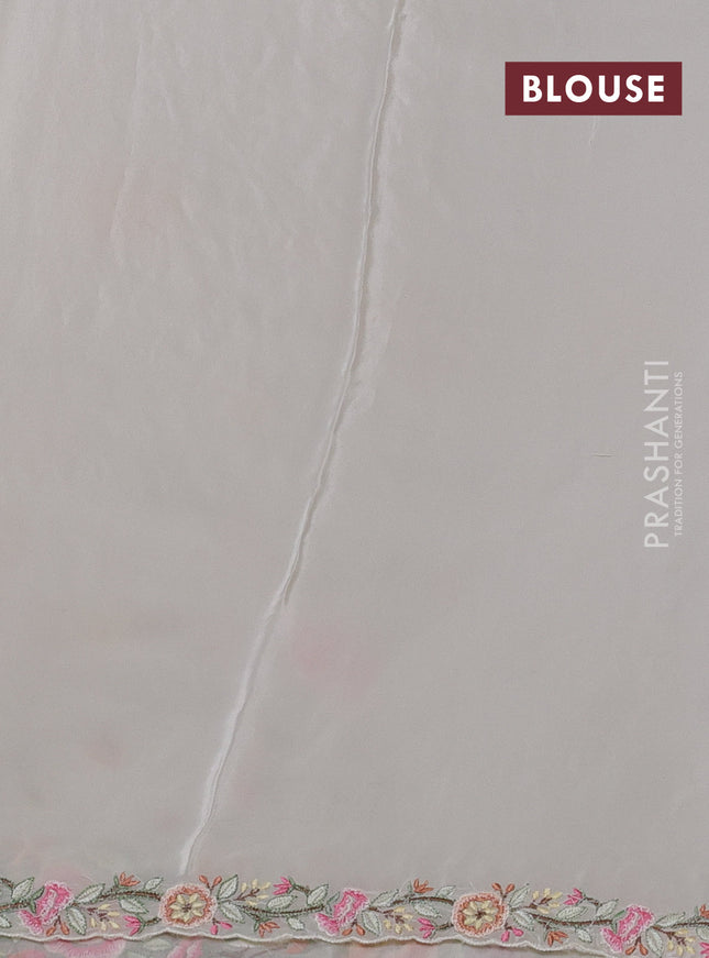 Pure organza silk saree cream with allover convent embroidery and embroidery border