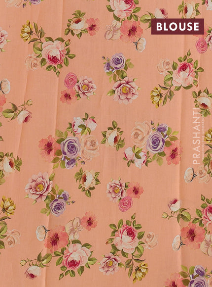 Pure organza silk saree orange with allover floral digital prints & zari stripe pattern in borderless style