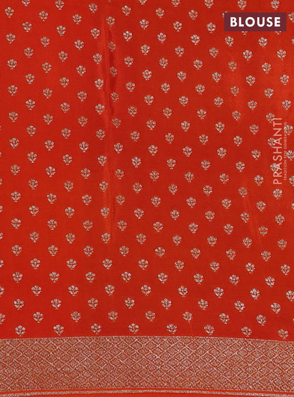 Banarasi crepe saree purple and orange with allover thread & zari weaves and woven border