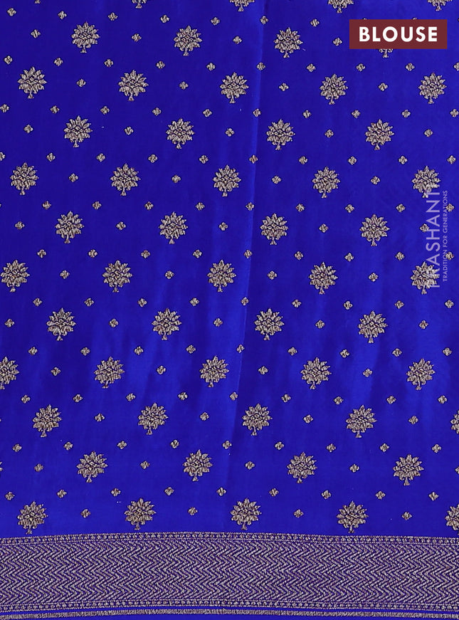 Banarasi crepe saree royal blue with allover butta weaves and woven border
