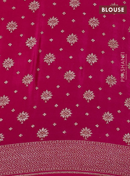 Banarasi crepe saree peacock green and pink with allover butta weaves and woven border