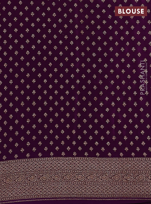 Banarasi crepe saree purple with allover geometric weaves and woven border