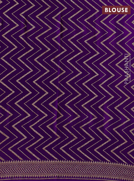 Banarasi crepe saree violet with allover geometric weaves and woven border