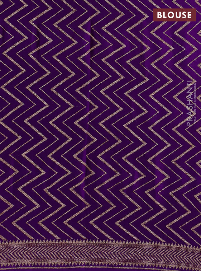 Banarasi crepe saree violet with allover geometric weaves and woven border