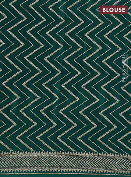 Banarasi crepe saree peacock green with allover geometric weaves and woven border