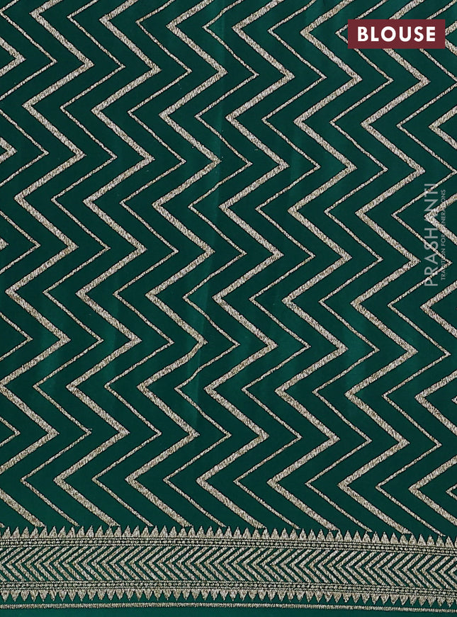 Banarasi crepe saree peacock green with allover geometric weaves and woven border