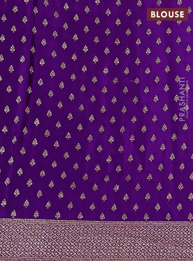 Banarasi crepe saree violet with allover geometric weaves and woven border