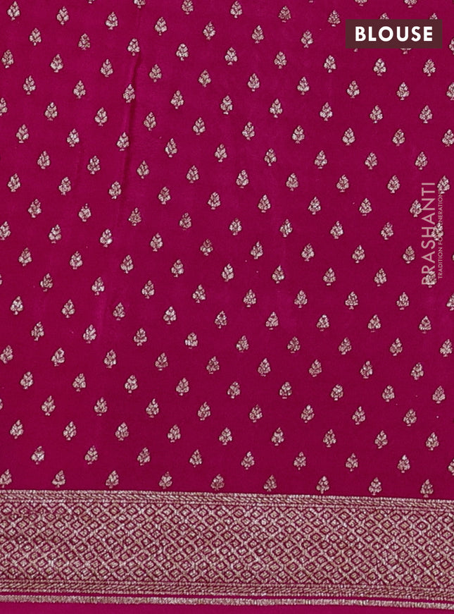 Banarasi crepe saree pink with allover geometric weaves and woven border
