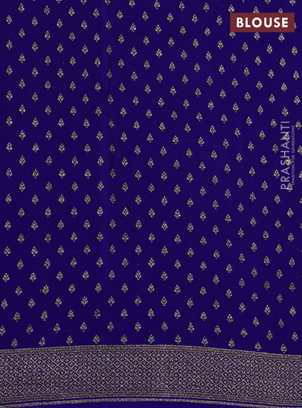 Banarasi crepe saree royal blue with allover geometric weaves and woven border