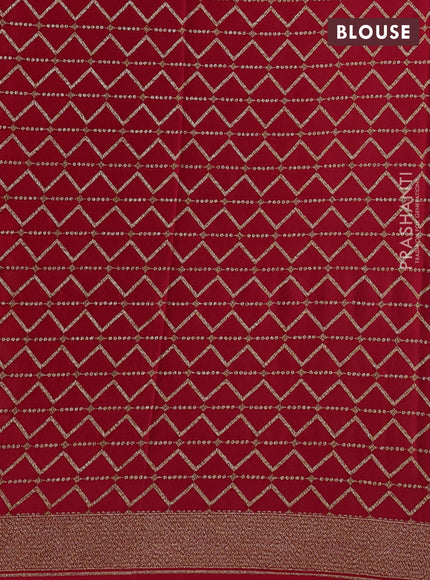 Banarasi crepe saree red with allover geometric weaves and woven border