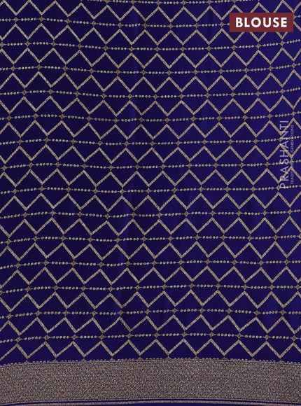 Banarasi crepe saree blue with allover geometric weaves and woven border