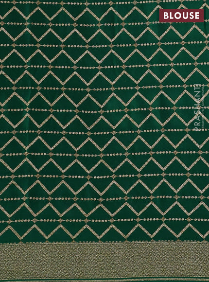 Banarasi crepe saree green with allover geometric weaves and woven border