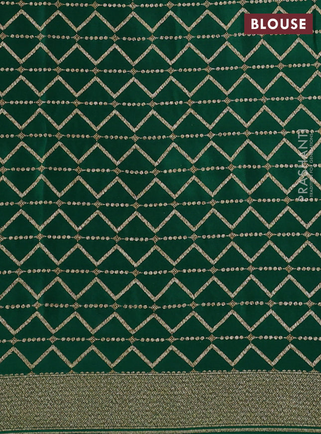 Banarasi crepe saree green with allover geometric weaves and woven border