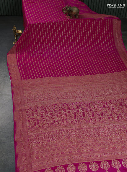 Banarasi crepe saree pink with allover geometric weaves and woven border