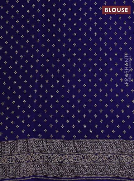 Banarasi crepe saree blue with allover geometric weaves and woven border