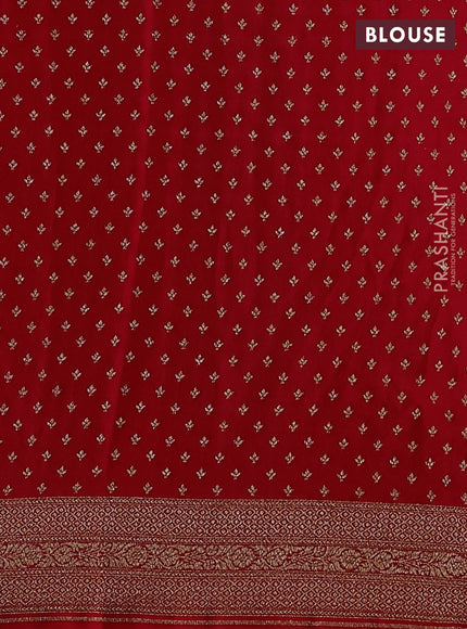 Banarasi crepe saree red with allover geometric weaves and woven border