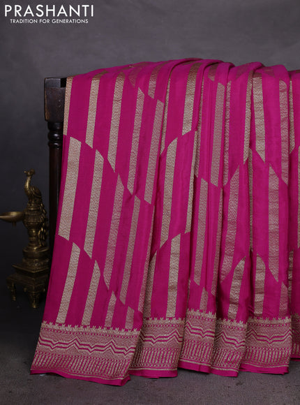 Banarasi crepe saree pink with allover geometric weaves and woven border