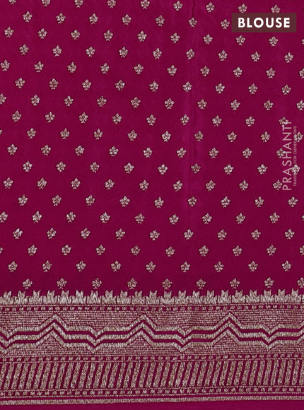 Banarasi crepe saree pink with allover geometric weaves and woven border
