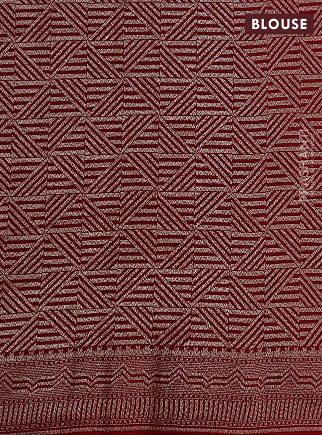 Banarasi crepe saree red with allover geometric weaves and woven border