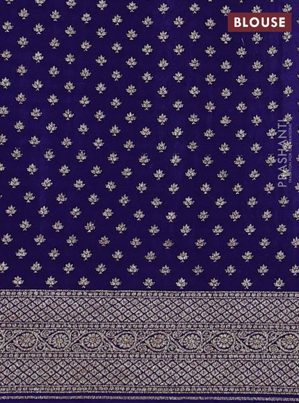 Banarasi crepe saree blue with allover geometric weaves and woven border