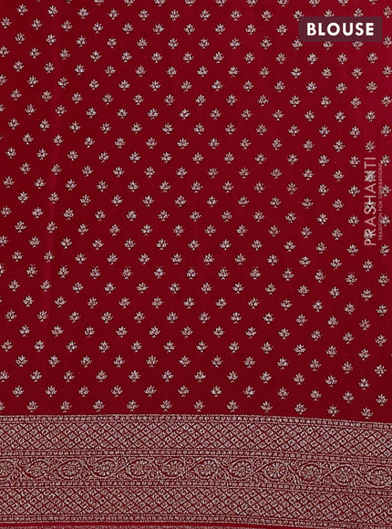 Banarasi crepe saree red with allover geometric weaves and woven border