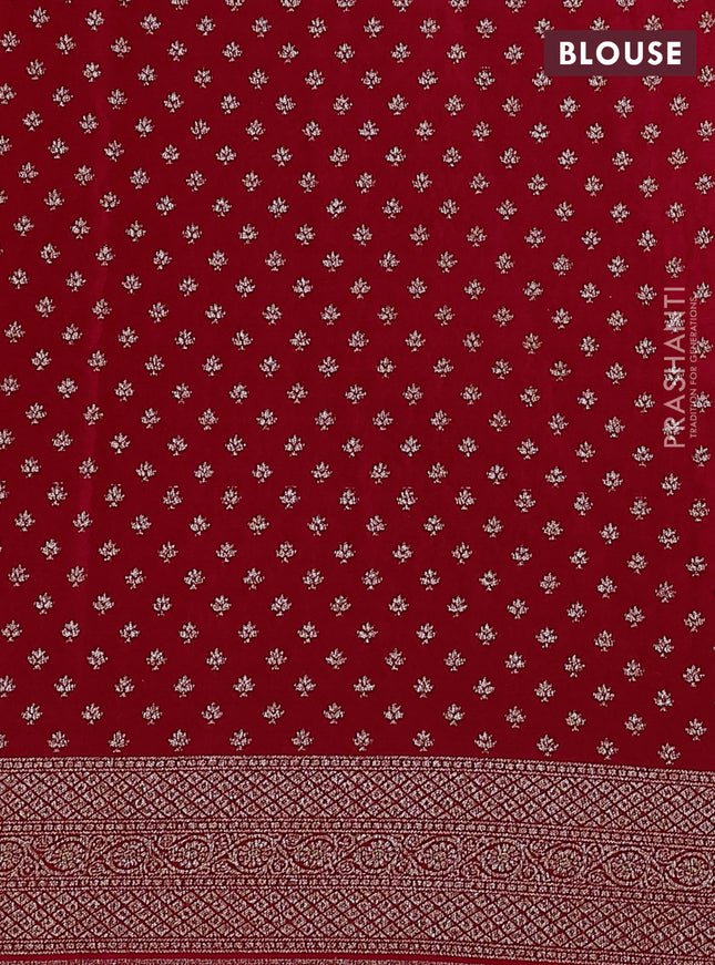 Banarasi crepe saree red with allover geometric weaves and woven border