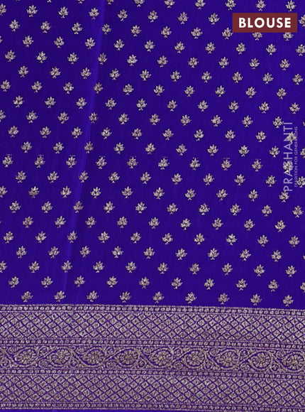 Banarasi crepe saree royal blue with allover geometric weaves and woven border
