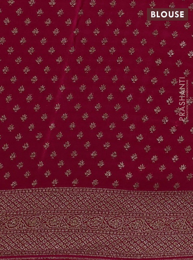 Banarasi crepe saree pink with allover geometric weaves and woven border