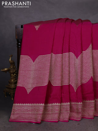 Banarasi crepe saree pink with allover geometric weaves and woven border