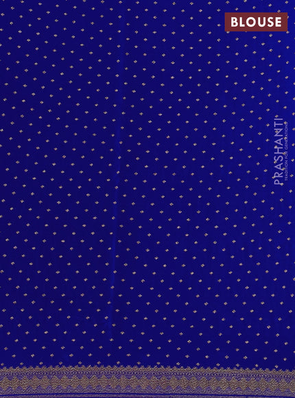 Banarasi crepe saree royal blue with allover geometric weaves and woven border