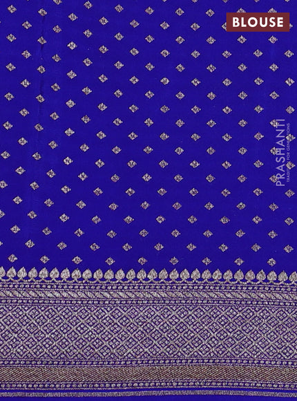 Banarasi crepe saree blue with allover geometric weaves and woven border