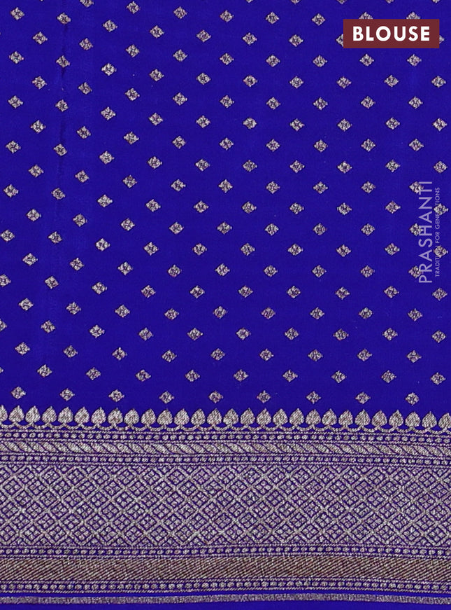 Banarasi crepe saree blue with allover geometric weaves and woven border