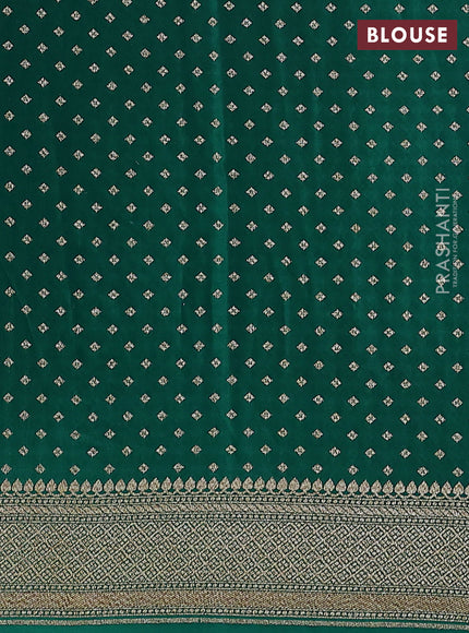 Banarasi crepe saree green with allover geometric weaves and woven border
