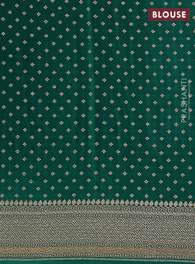 Banarasi crepe saree green with allover geometric weaves and woven border
