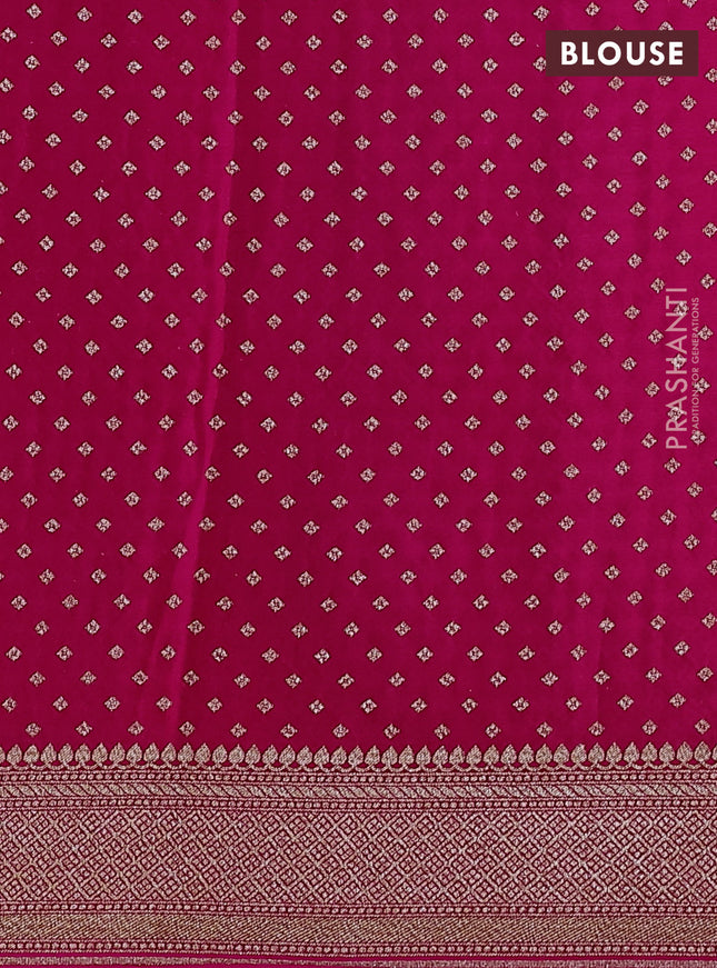 Banarasi crepe saree pink with allover geometric weaves and woven border