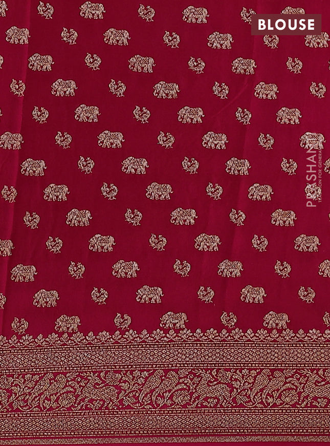 Banarasi crepe saree sandal and pink with allover thread & zari weaves and woven border