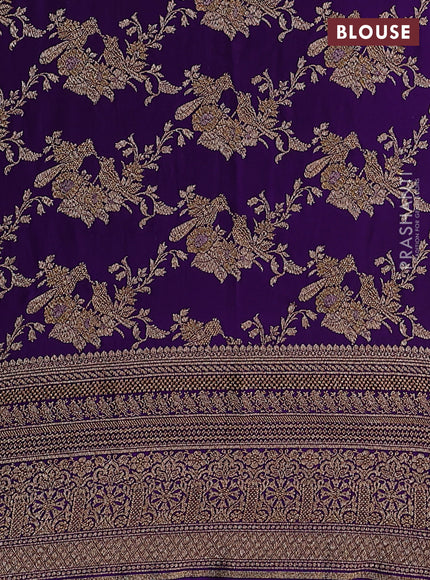 Banarasi crepe saree lime yellow and pink violet with woven buttas and long woven border