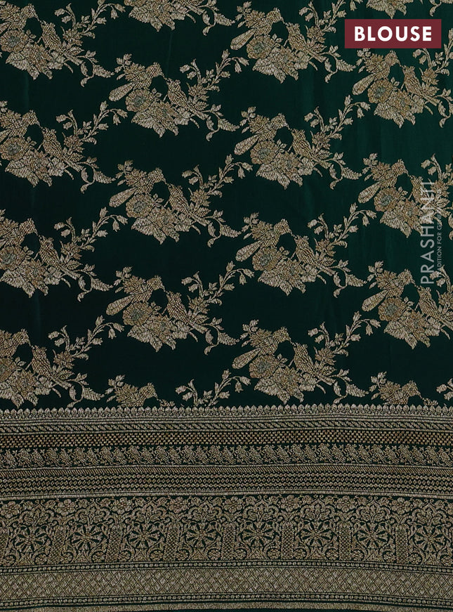 Banarasi crepe saree red and deep maroon green with woven buttas and long woven border