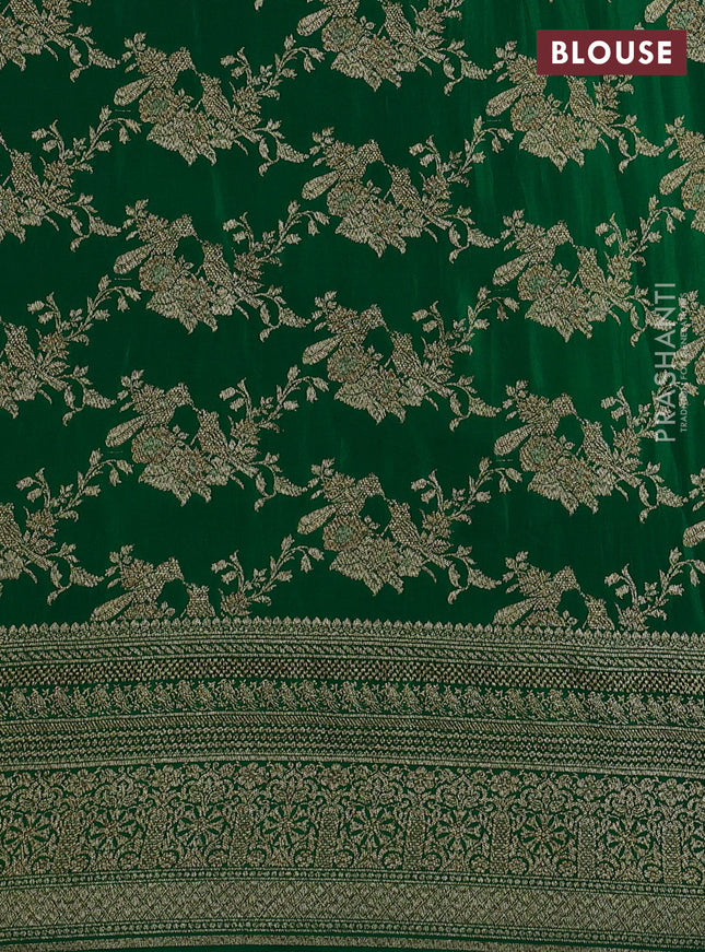 Banarasi crepe saree black and deep maroon green with woven buttas and long woven border