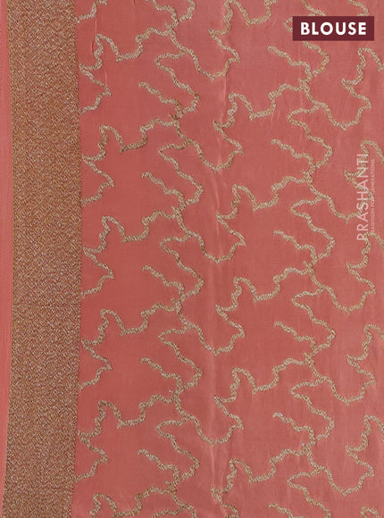 Banarasi crepe saree peach shade with woven buttas in borderless style