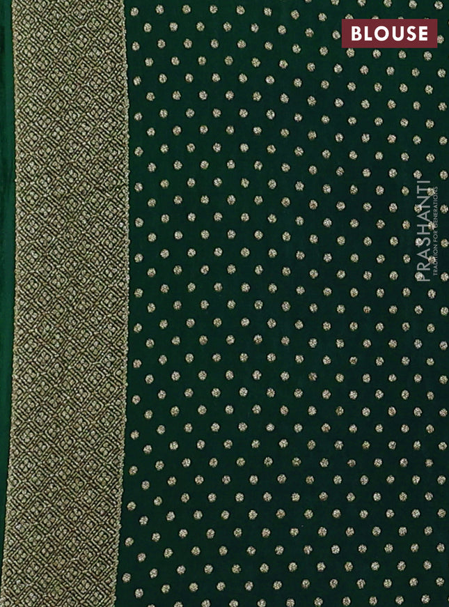 Banarasi crepe saree green with woven buttas in borderless style