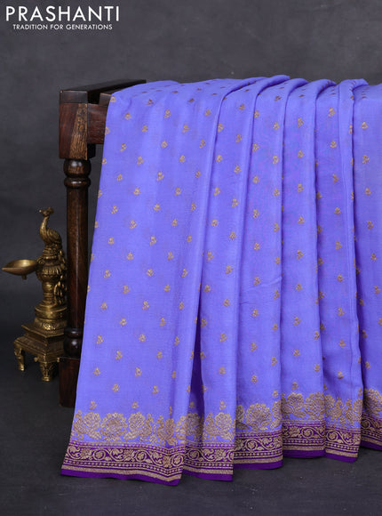 Banarasi crepe saree lavender and violet with woven buttas and woven border