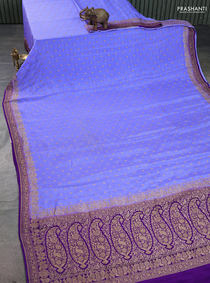 Banarasi crepe saree lavender and violet with woven buttas and woven border