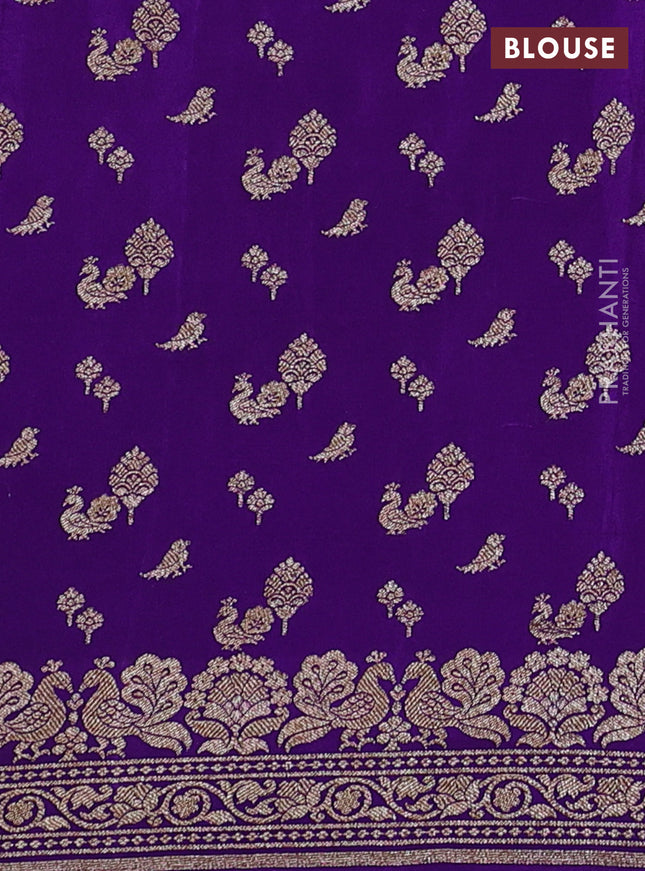 Banarasi crepe saree lavender and violet with woven buttas and woven border