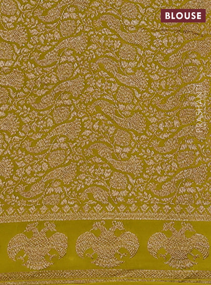 Banarasi crepe saree green and lime yellow with woven buttas and woven border